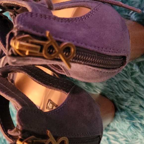 Parker Sky Blue Lace Up Block Heels Size 6 - Picture 5 of 10